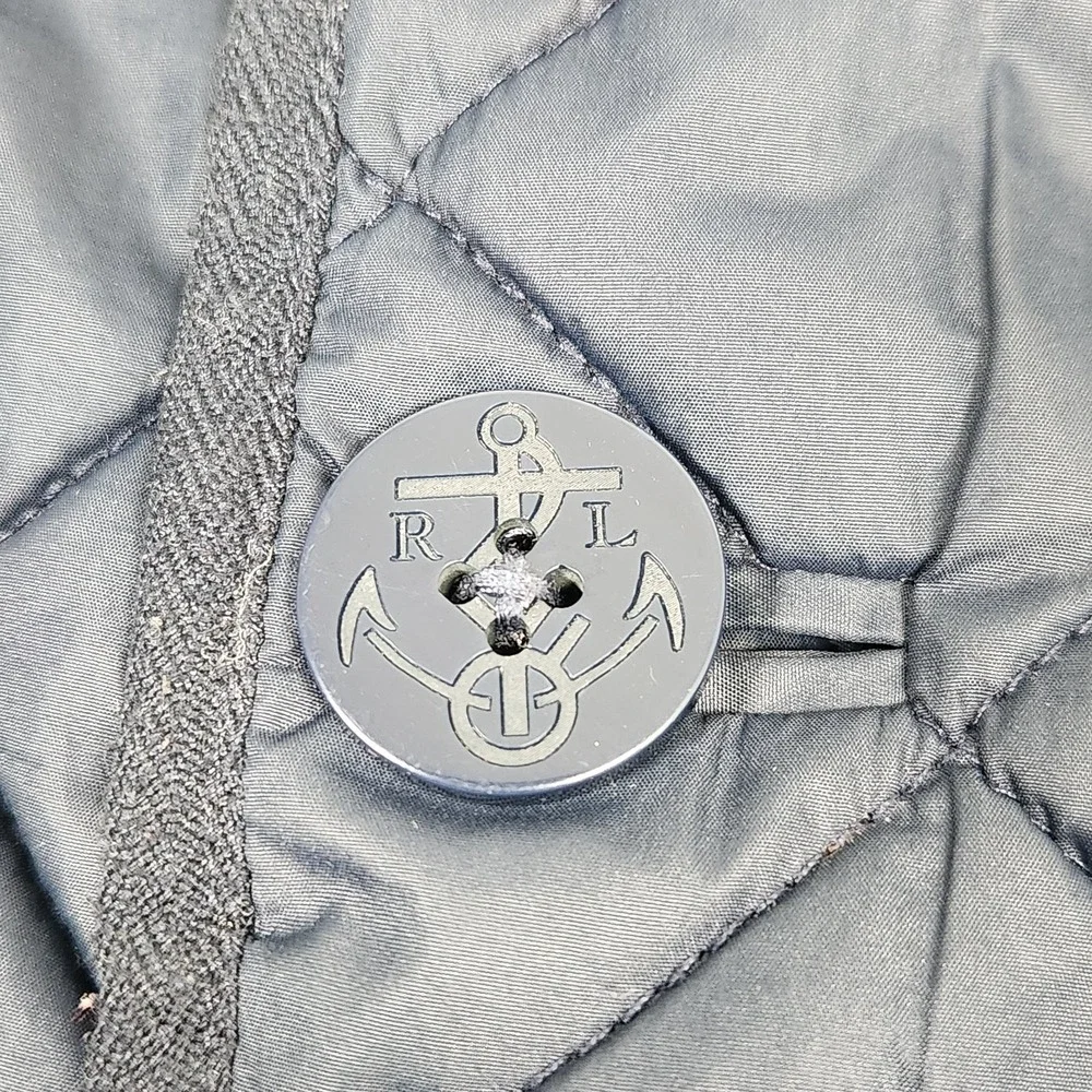 Polo Ralph Lauren Jacket Kids Large (12-14) Blue Quilted Nautical Buttons
